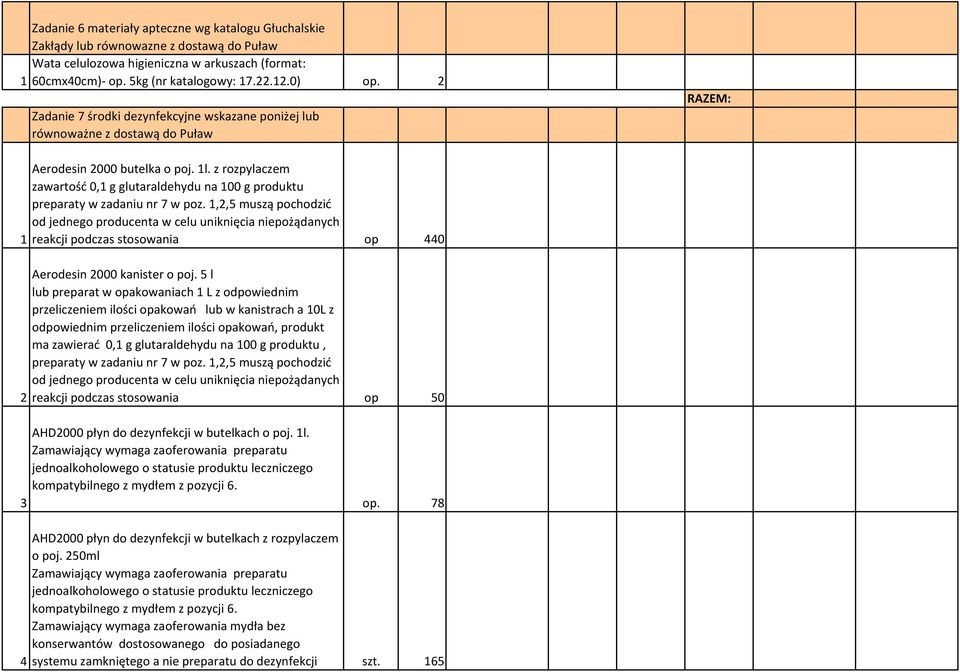 1,2,5 muszą pochodzić od jednego producenta w celu uniknięcia niepożądanych reakcji podczas stosowania op 440 Aerodesin 2000 kanister o poj.