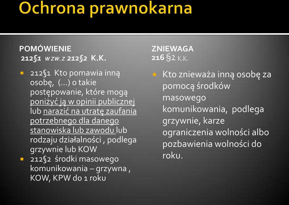 zaufania potrzebnego dla danego stanowiska lub zawodu lub rodzaju działalności, podlega grzywnie lub KOW 212 2 środki