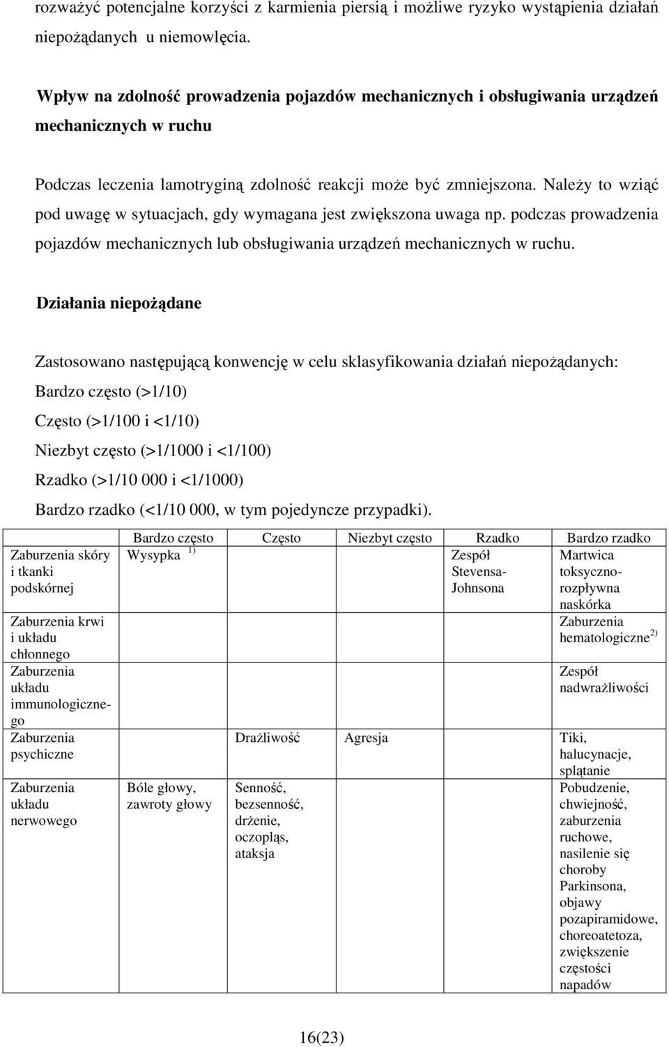 NaleŜy to wziąć pod uwagę w sytuacjach, gdy wymagana jest zwiększona uwaga np. podczas prowadzenia pojazdów mechanicznych lub obsługiwania urządzeń mechanicznych w ruchu.