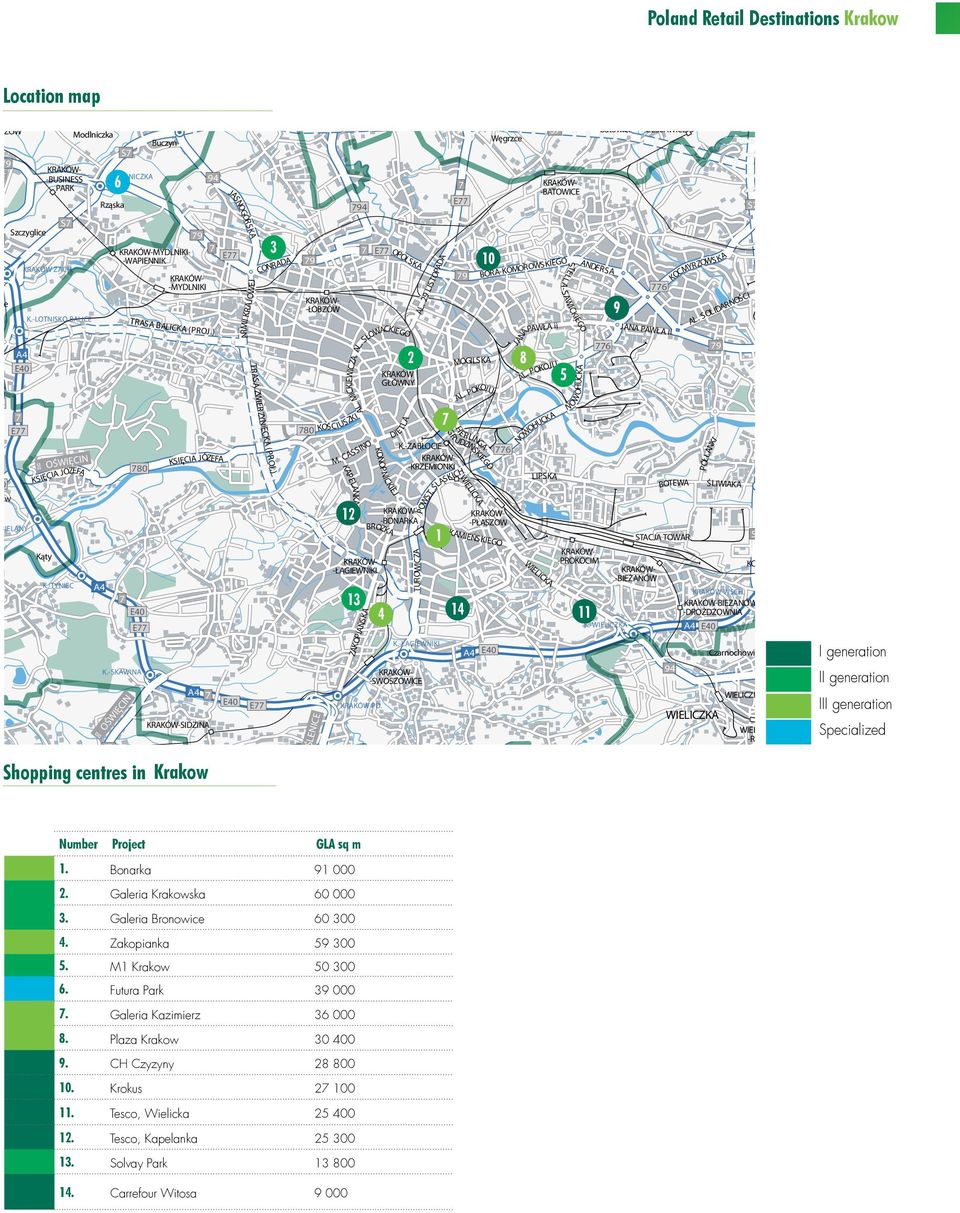 -LOTNISKO BLICE OLSZNIC ZKMYCZE BIELNY CHEŁM PGÓRKI KOSTRZE 4 PODGÓRKI E40 E SKOTNIKI -DOLNE SZWBY Shopping centres in Krkow 44 SKWIN-ZCH. 93 KRKÓW- -BUSINESS PRK S KRKÓW ZCH.