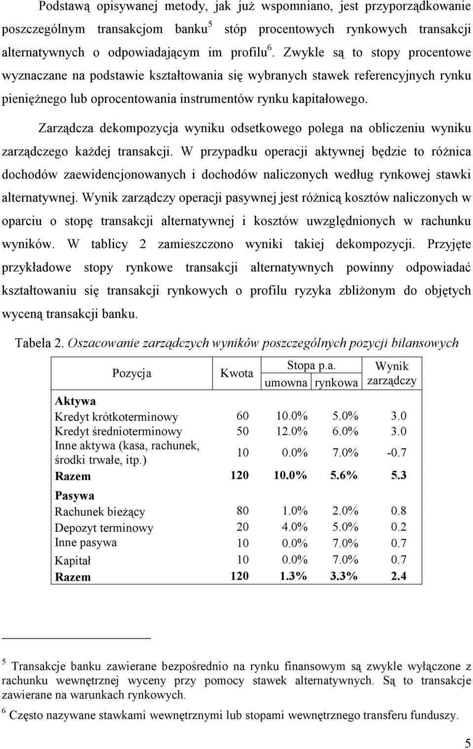 Zarządcza dekompozycja wyniku odsetkowego polega na obliczeniu wyniku zarządczego każdej transakcji.