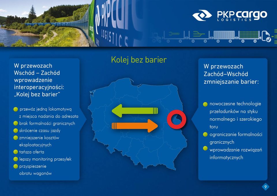 oferta lepszy monitoring przesyłek przyspieszenie obrotu wagonów Kolej bez barier W przewozach Zachód Wschód zmniejszanie barier: