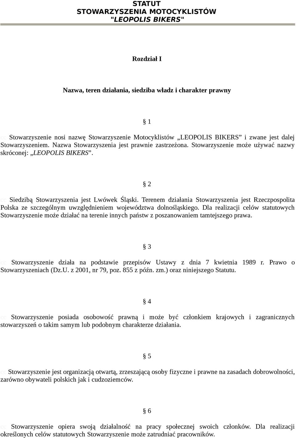 Terenem działania Stowarzyszenia jest Rzeczpospolita Polska ze szczególnym uwzględnieniem województwa dolnośląskiego.