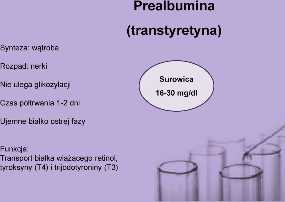 Surowica 16-30 mg/dl Ujemne białko ostrej fazy Funkcja: