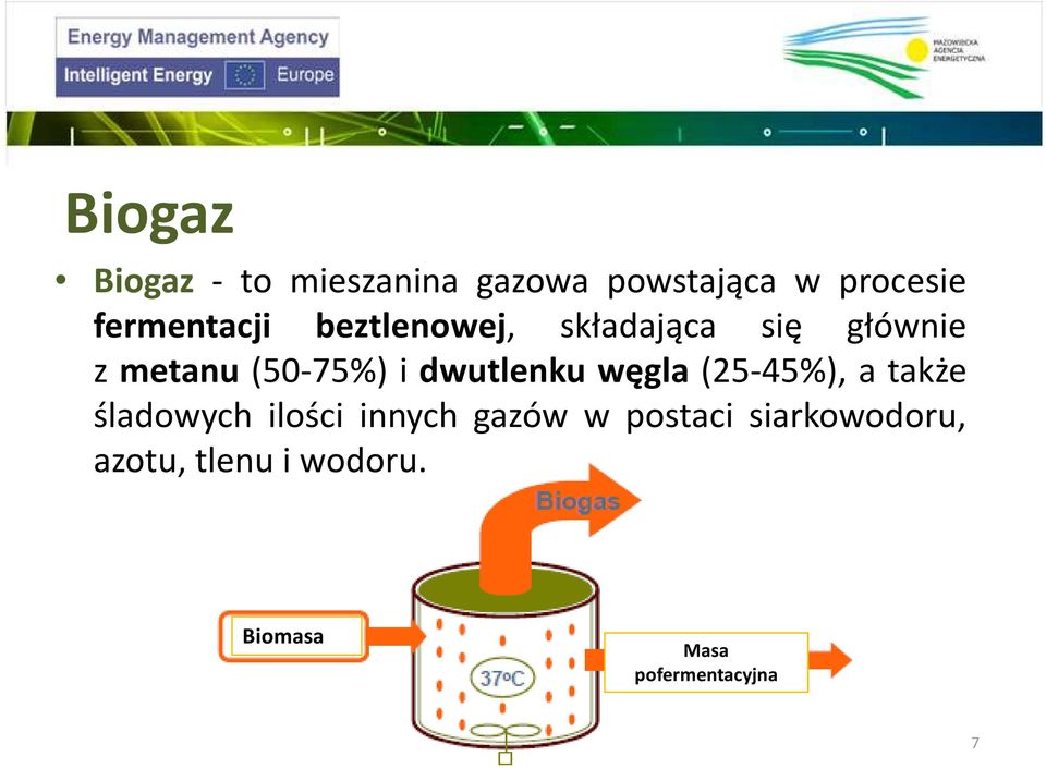 i dwutlenku węgla (25-45%), a także śladowych ilości innych gazów