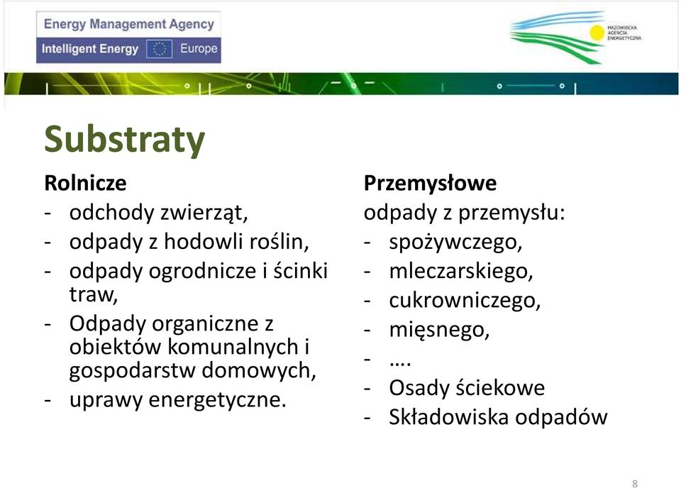 gospodarstw domowych, - uprawy energetyczne.