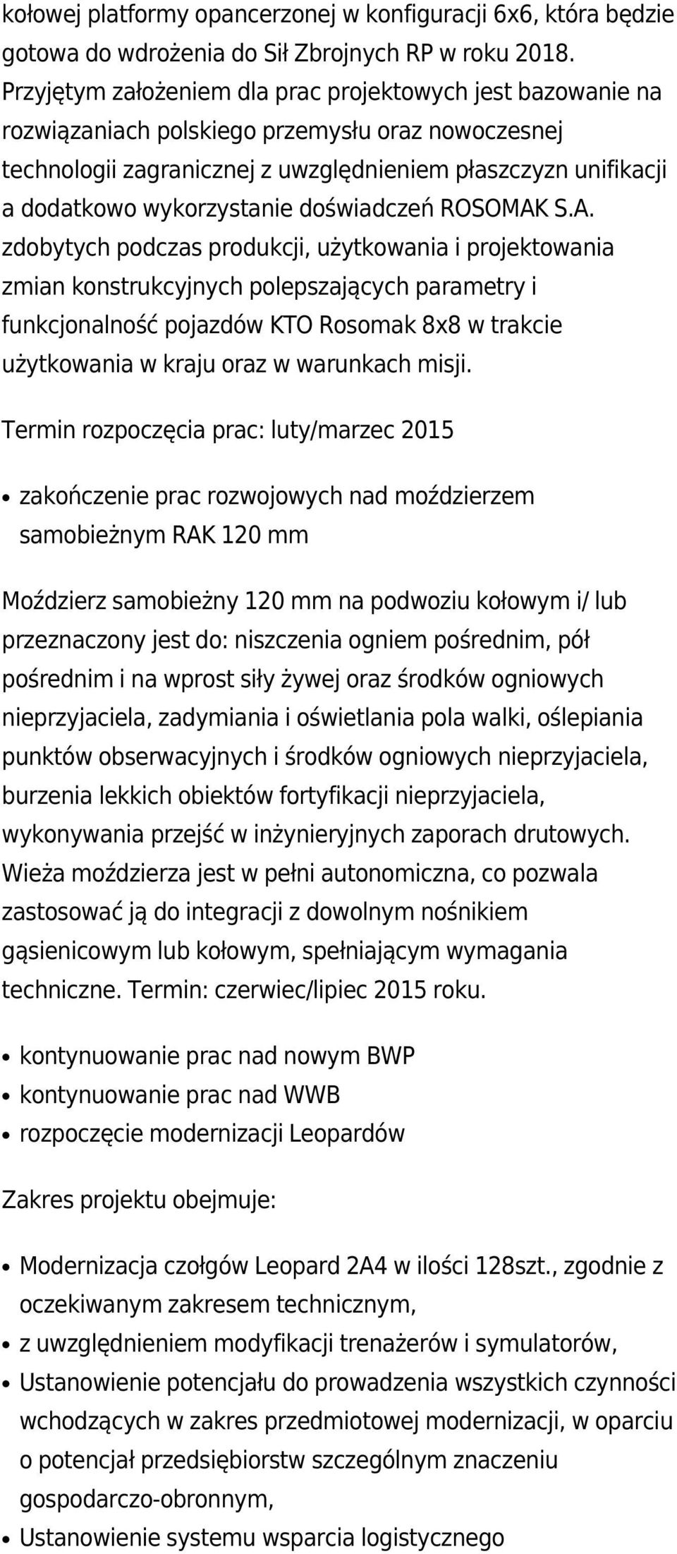 wykorzystanie doświadczeń ROSOMAK