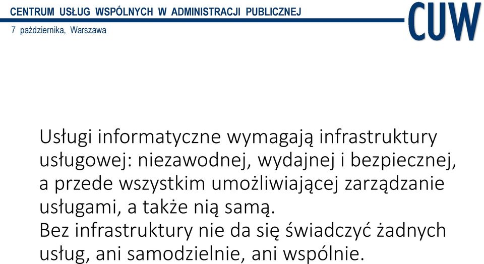 umożliwiającej zarządzanie usługami, a także nią samą.