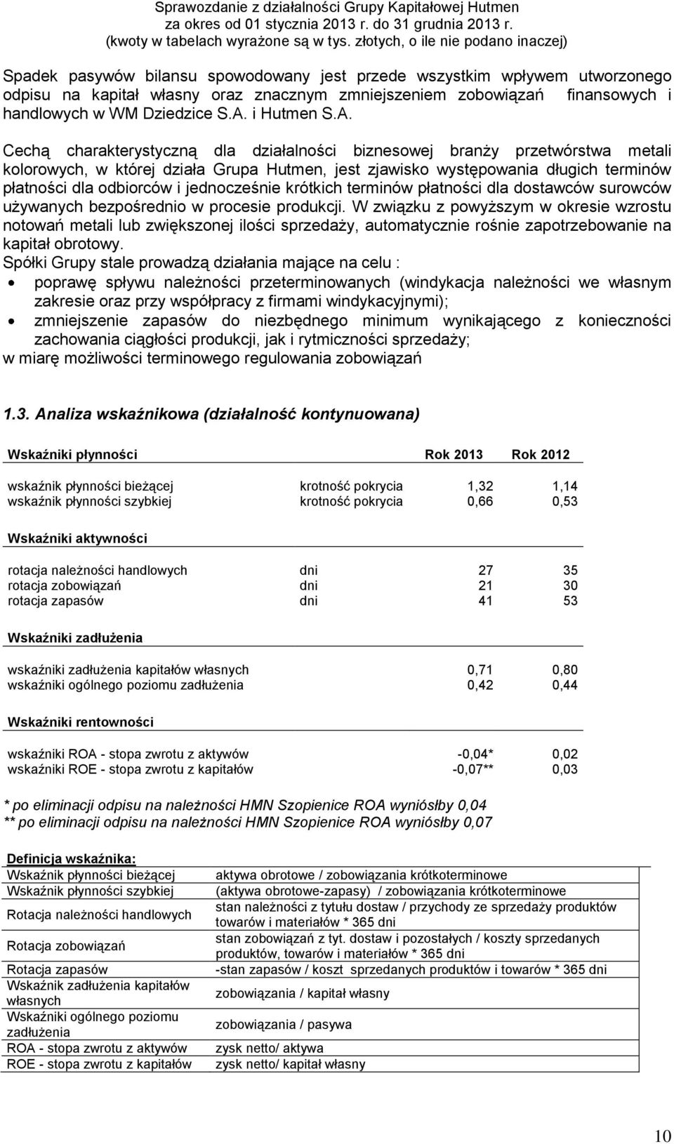 Cechą charakterystyczną dla działalności biznesowej branży przetwórstwa metali kolorowych, w której działa Grupa Hutmen, jest zjawisko występowania długich terminów płatności dla odbiorców i