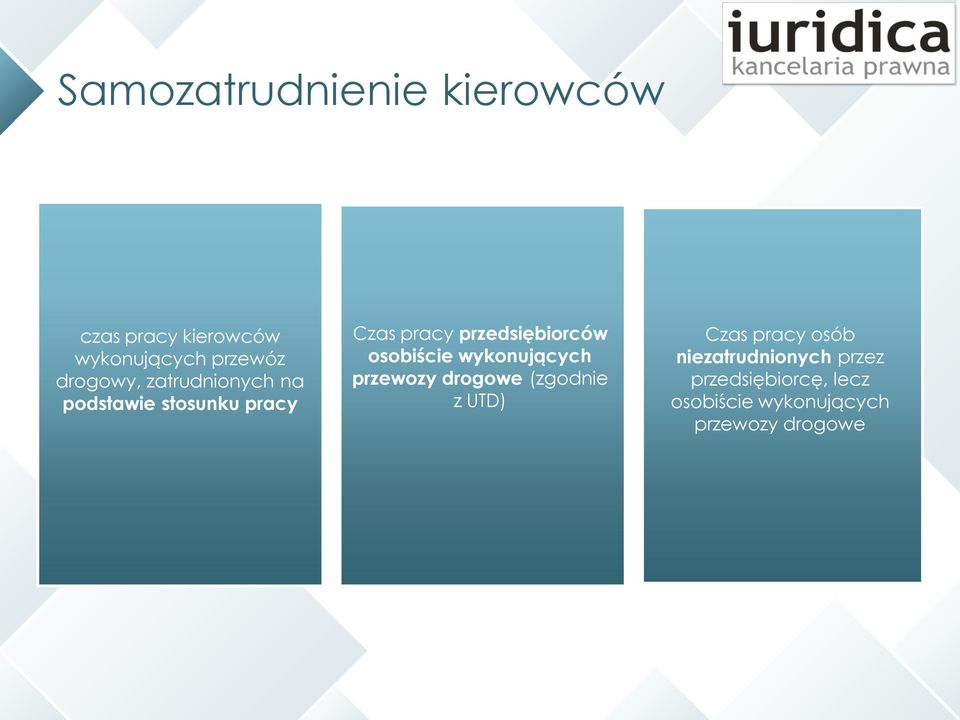 przedsiębiorców osobiście wykonujących przewozy drogowe (zgodnie z UTD)