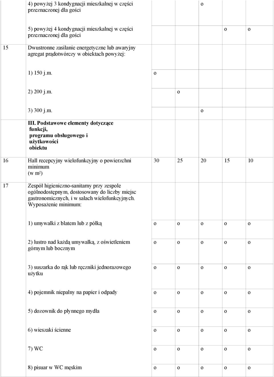 Pdstawwe elementy dtyczące funkcji, prgramu bsługweg i użytkwści biektu 16 Hall recepcyjny wielfunkcyjny pwierzchni minimum (w m 2 ) 30 25 20 15 10 17 Zespół higieniczn-sanitarny przy zesple