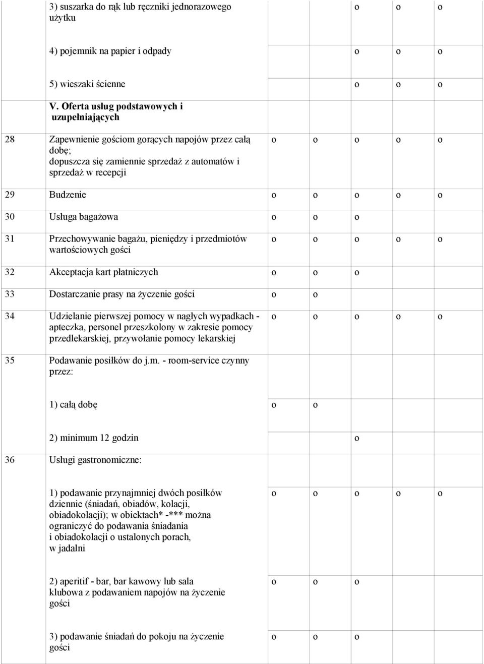 Przechwywanie bagażu, pieniędzy i przedmitów wartściwych gści 32 Akceptacja kart płatniczych 33 Dstarczanie prasy na życzenie gści 34 Udzielanie pierwszej pmcy w nagłych wypadkach - apteczka, persnel