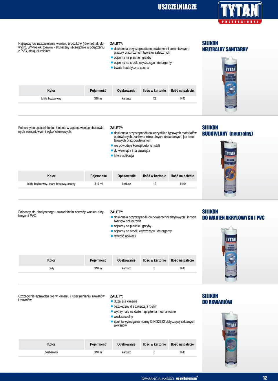 neutralny sanitarny biały, bezbarwny 310 ml kartusz 12 1440 Polecany do uszczelniania i klejenia w zastosowaniach budowlanych, remontowych i wykończeniowych.