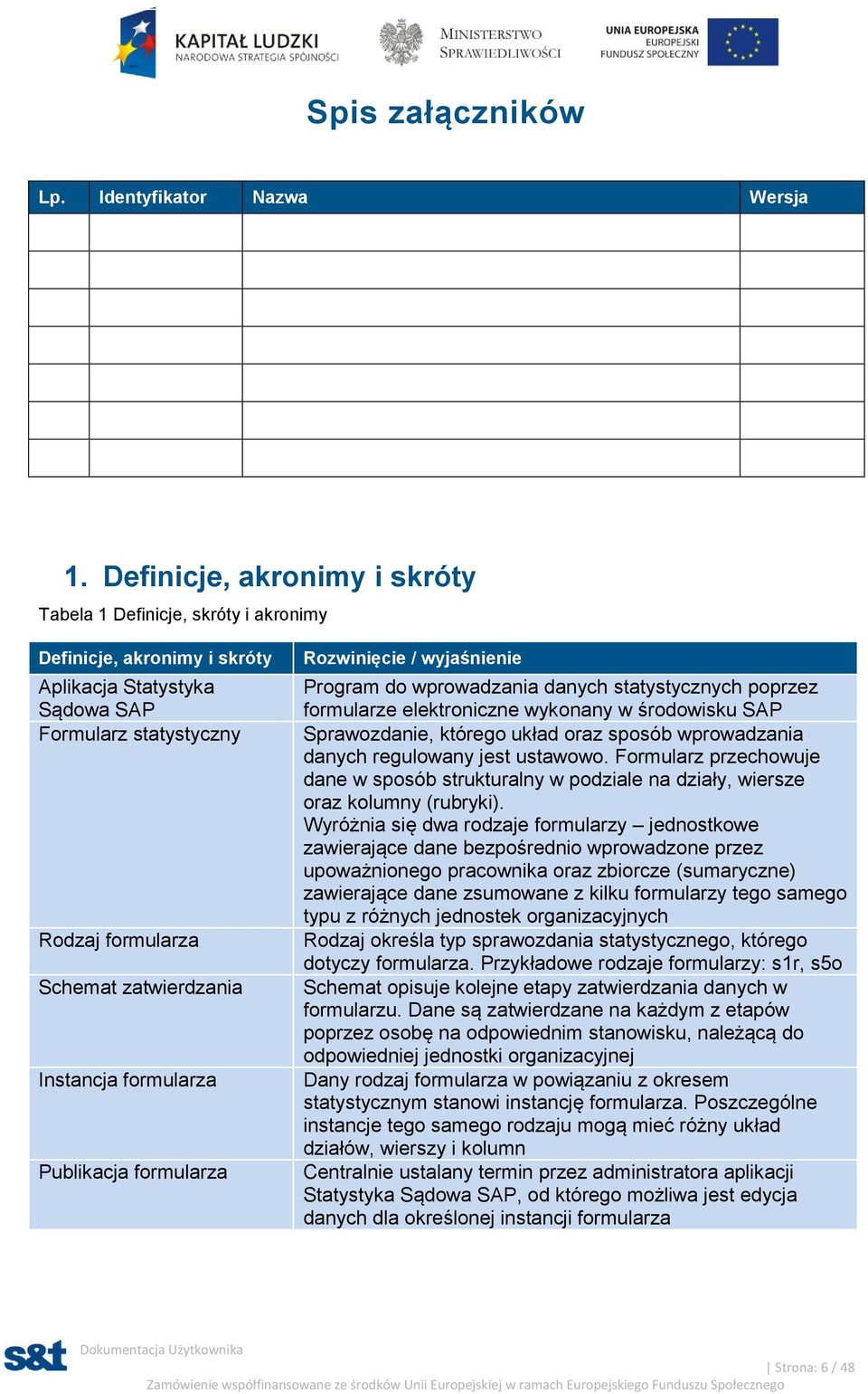 Instancja formularza Publikacja formularza Rozwinięcie / wyjaśnienie Program do wprowadzania danych statystycznych poprzez formularze elektroniczne wykonany w środowisku SAP Sprawozdanie, którego