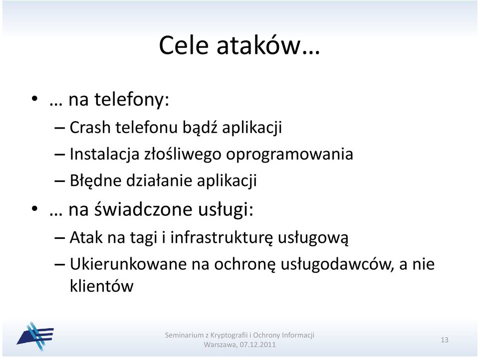 aplikacji na świadczone usługi: Atak na tagi i