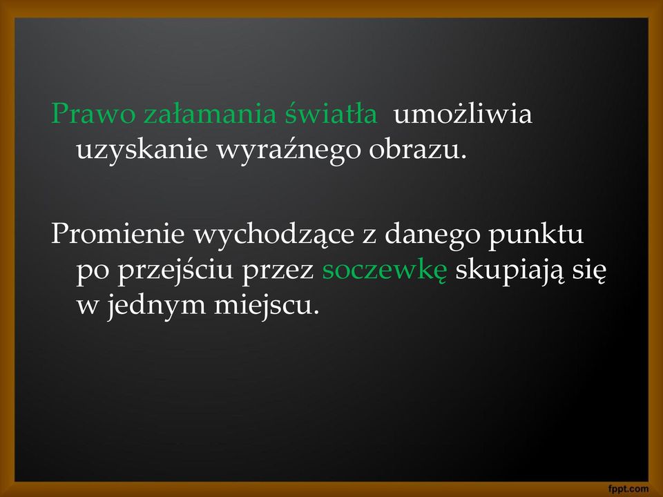 Promienie wychodzące z danego punktu po