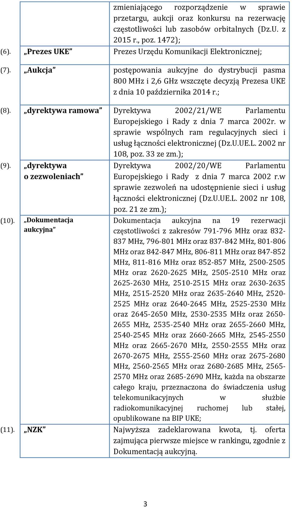 dyrektywa ramowa Dyrektywa 2002/21/WE Parlamentu Europejskiego i Rady z dnia 7 marca 2002r. w sprawie wspólnych ram regulacyjnych sieci i usług łączności elektronicznej (Dz.U.UE.L. 2002 nr 108, poz.