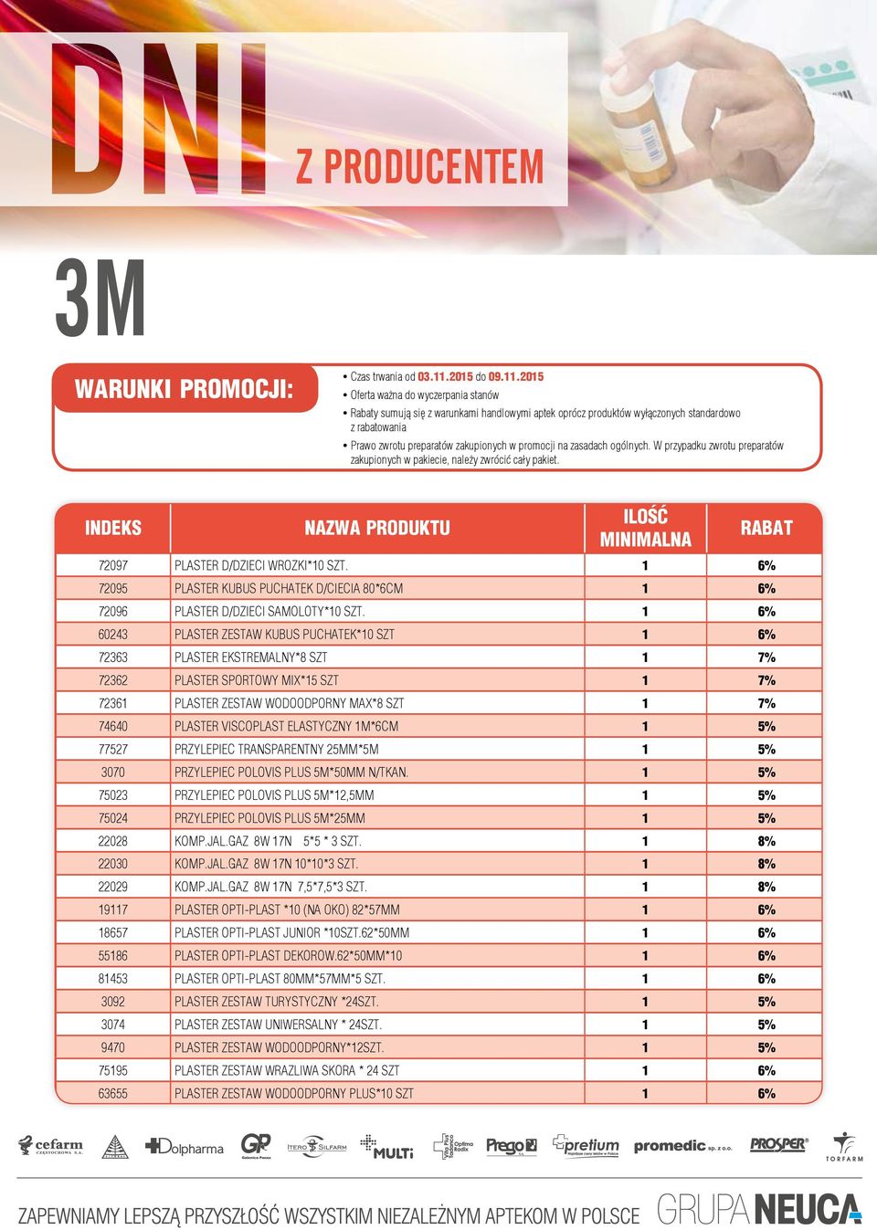 2015 yoferta ważna do wyczerpania stanów yrabaty sumują się z warunkami handlowymi aptek oprócz produktów wyłączonych standardowo z rabatowania yprawo zwrotu preparatów zakupionych w promocji na