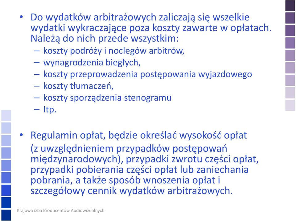 koszty tłumaczeń, koszty sporządzenia stenogramu Itp.