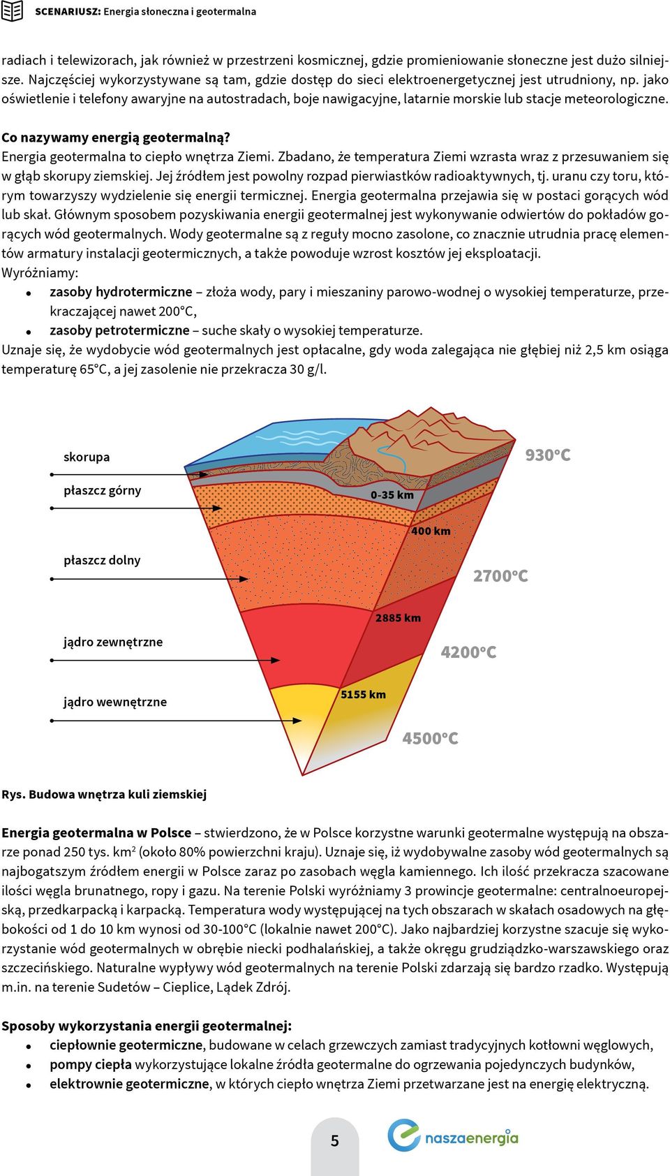 jako oświetlenie i telefony awaryjne na autostradach, boje nawigacyjne, latarnie morskie lub stacje meteorologiczne. Co nazywamy energią geotermalną? Energia geotermalna to ciepło wnętrza Ziemi.