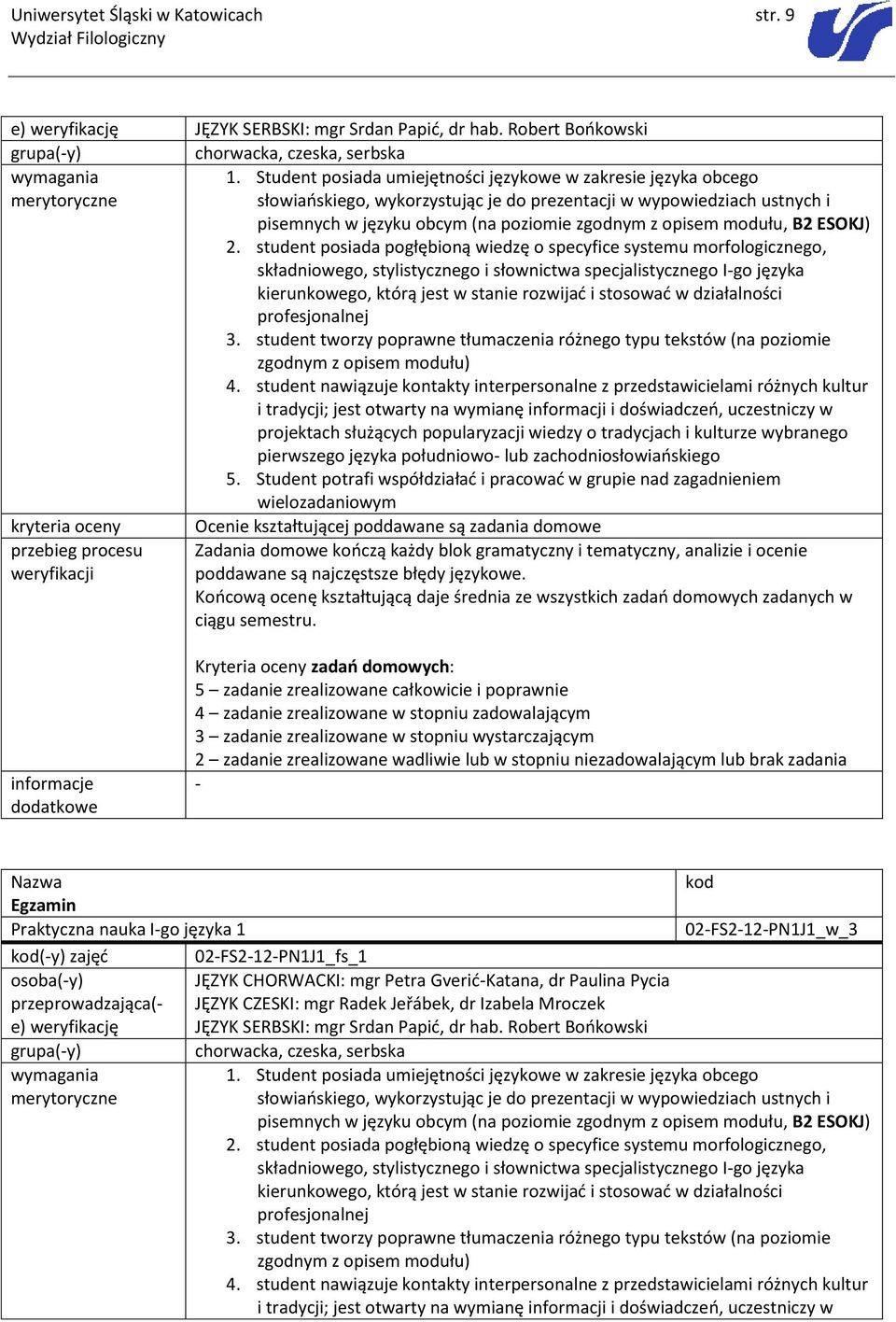 opisem modułu, B2 ESOKJ) 2.