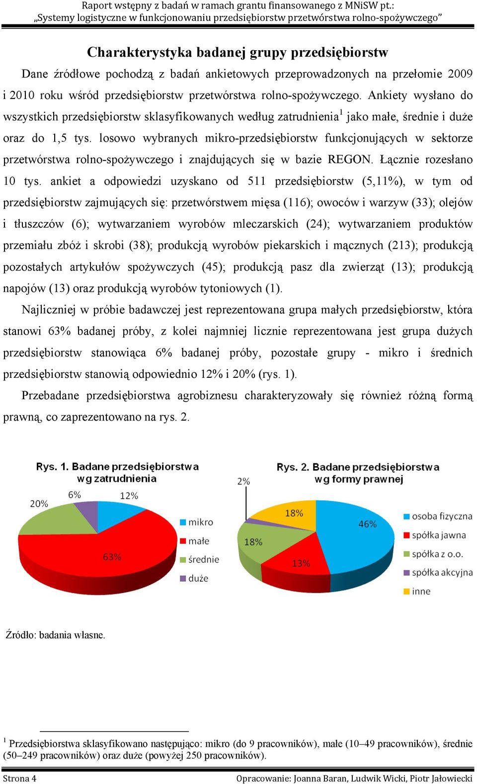 losowo wybranych mikro-przedsiębiorstw funkcjonujących w sektorze przetwórstwa rolno-spożywczego i znajdujących się w bazie REGON. Łącznie rozesłano 10 tys.