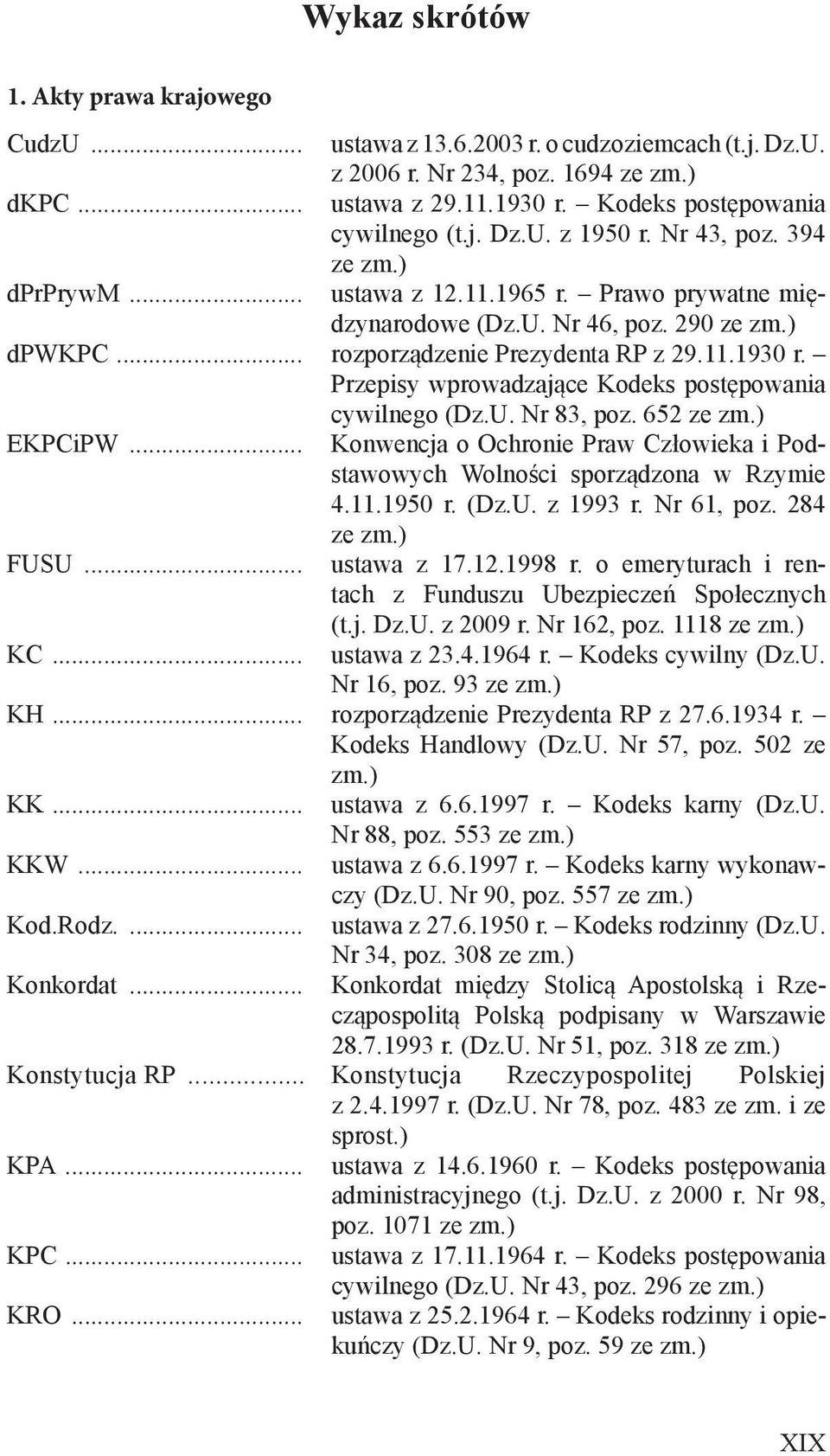 Przepisy wprowadzające Kodeks postępowania cywilnego (Dz.U. Nr 83, poz. 652 ze zm.) EKPCiPW... Konwencja o Ochronie Praw Człowieka i Podstawowych Wolności sporządzona w Rzymie 4.11.1950 r. (Dz.U. z 1993 r.