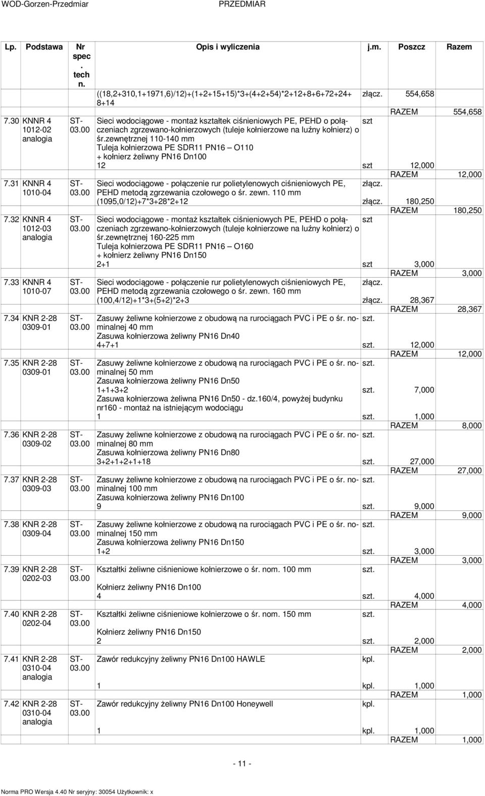 kształtek ciśnieniowych PE, PEHD o połączeniach szt zgrzewano-kołnierzowych (tuleje kołnierzowe na luźny kołnierz) o śrzewnętrznej 110-140 mm Tuleja kołnierzowa PE SDR11 PN16 O110 + kołnierz żeliwny