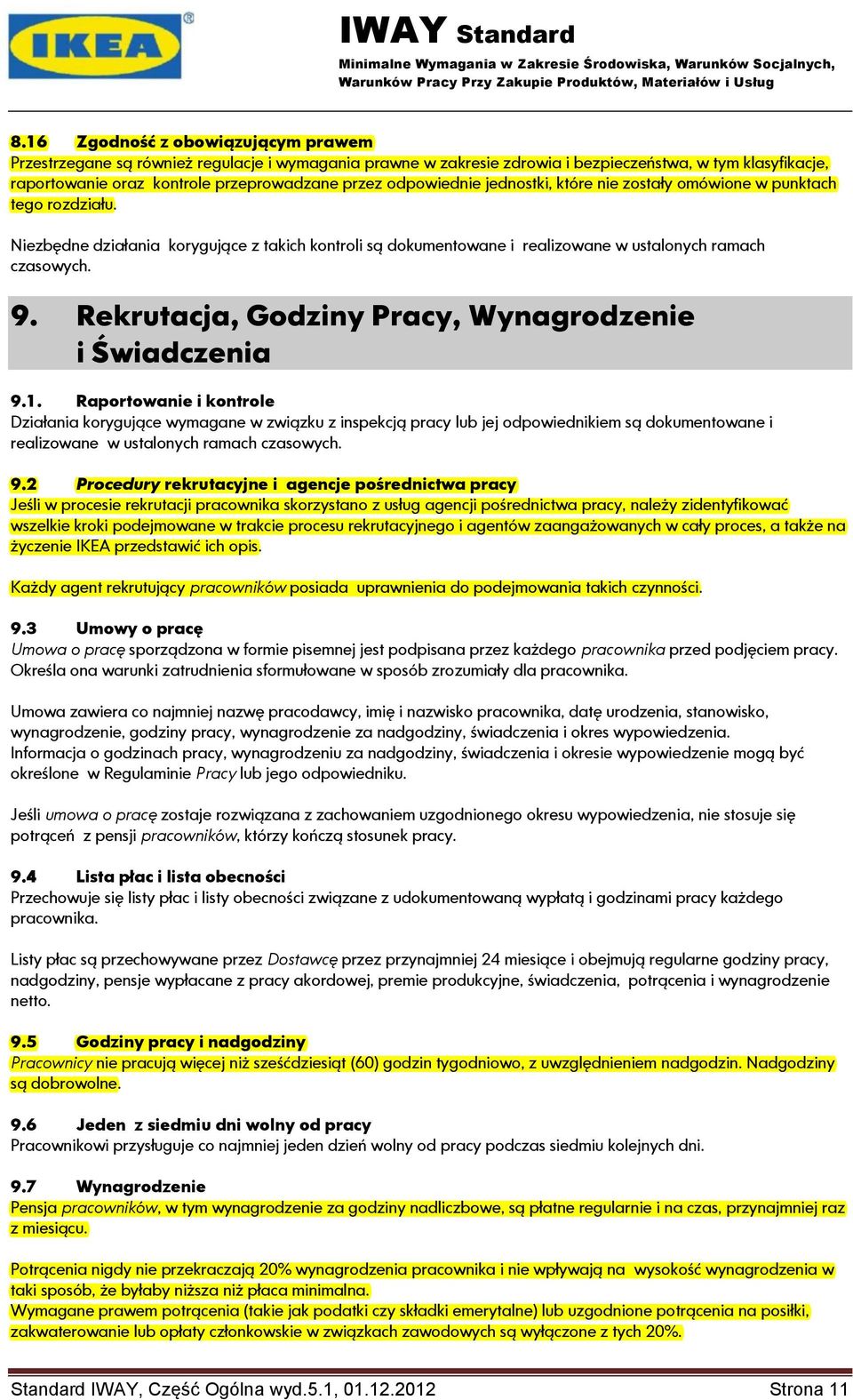 Rekrutacja, Godziny Pracy, Wynagrodzenie i Świadczenia 9.1.