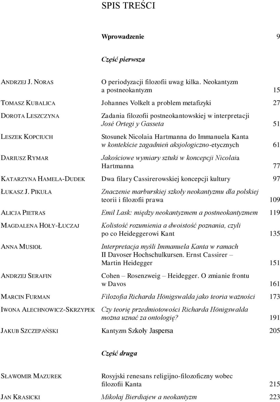 y Gasseta 51 Stosunek Nicolaia Hartmanna do Immanuela Kanta w kontekście zagadnień aksjologiczno-etycznych 61 Jakościowe wymiary sztuki w koncepcji Nicolaia Hartmanna 77 KATARZYNA HAMELA-DUDEK Dwa