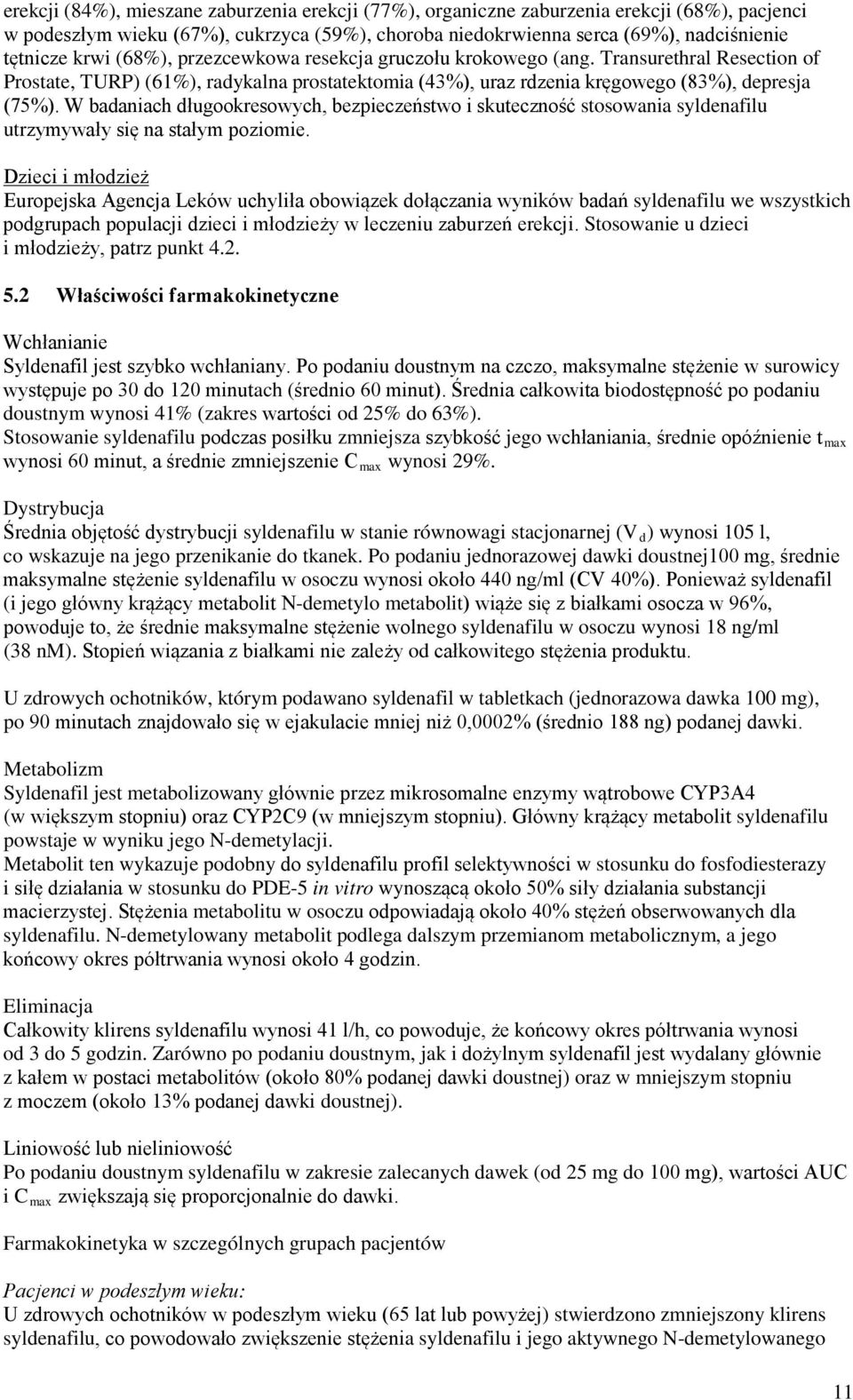 W badaniach długookresowych, bezpieczeństwo i skuteczność stosowania syldenafilu utrzymywały się na stałym poziomie.