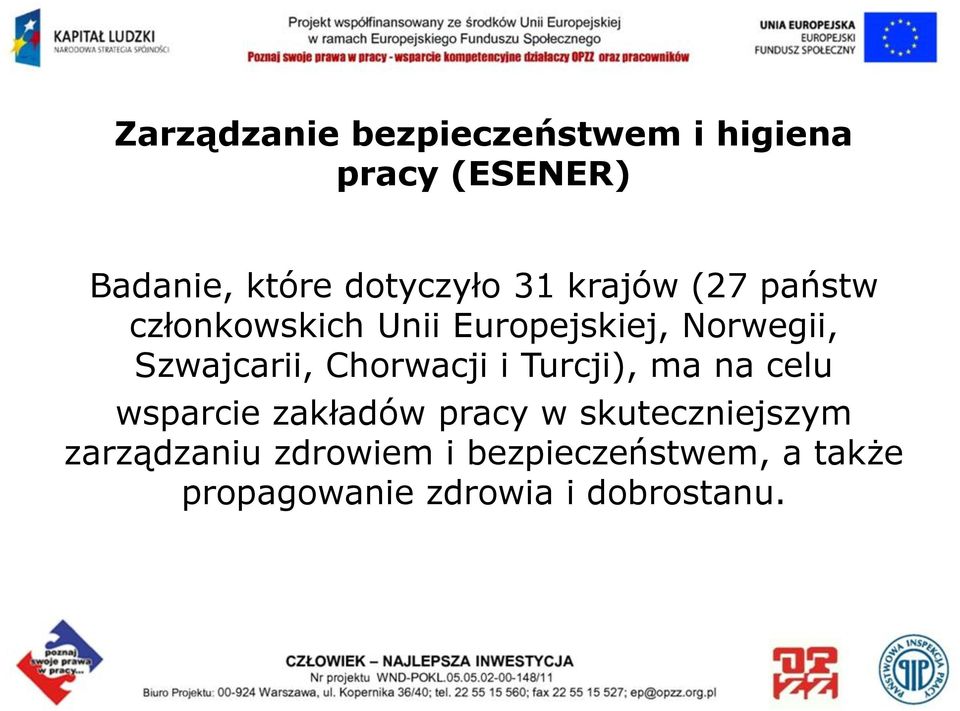 Chorwacji i Turcji), ma na celu wsparcie zakładów pracy w skuteczniejszym