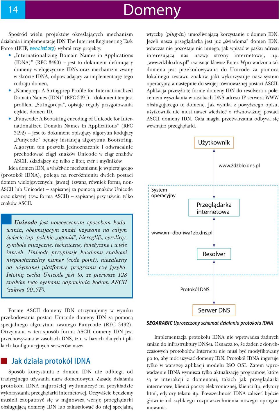 za implementację tego rodzaju domen, Nameprep: A Stringprep Profile for Internationalized Domain Names (IDN) (RFC 3491) dokument ten jest profilem Stringprepa, opisuje reguły przygotowania etykiet