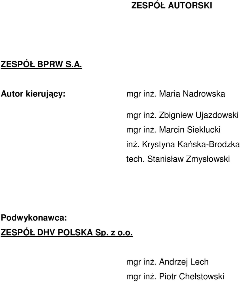 Marcin Sieklucki inŝ. Krystyna Kańska-Brodzka tech.