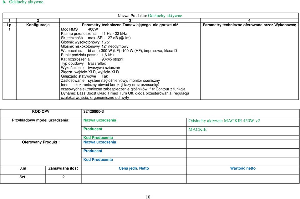 Typ obudowy Bassreflex Wykończenie tworzywo sztuczne Złącza wejście-xlr, wyjście-xlr Gniazado statywowe Tak Zastosowanie system nagłośnieniowy, monitor sceniczny Inne elektroniczny obwód korekcji