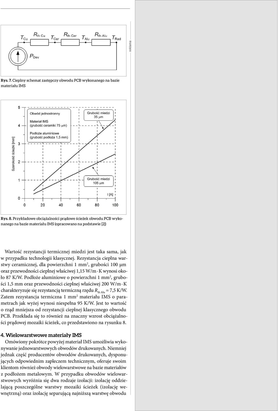klasycznej. Rezystancja cieplna warstwy ceramicznej, dla powierzchni 1 mm 2, grubości 100 μm oraz przewodności cieplnej właściwej 1,15 W/m K wynosi około 87 K/W.