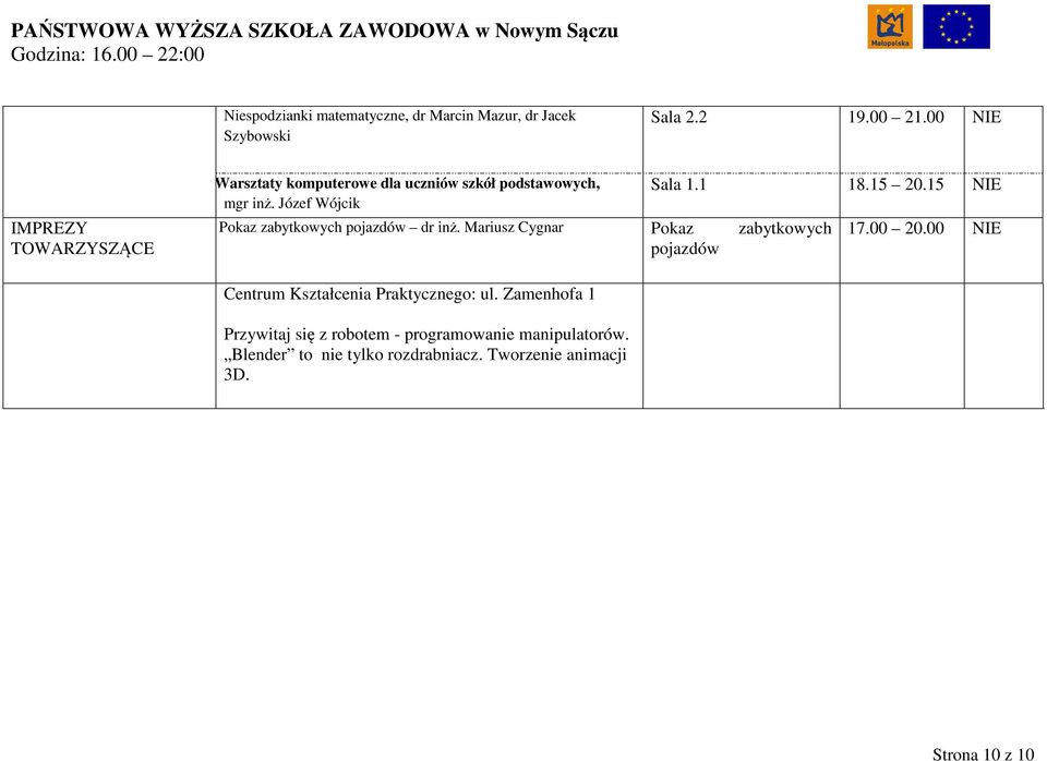 15 20.15 Pokaz zabytkowych pojazdów dr inż. Mariusz Cygnar Pokaz zabytkowych pojazdów 17.00 20.