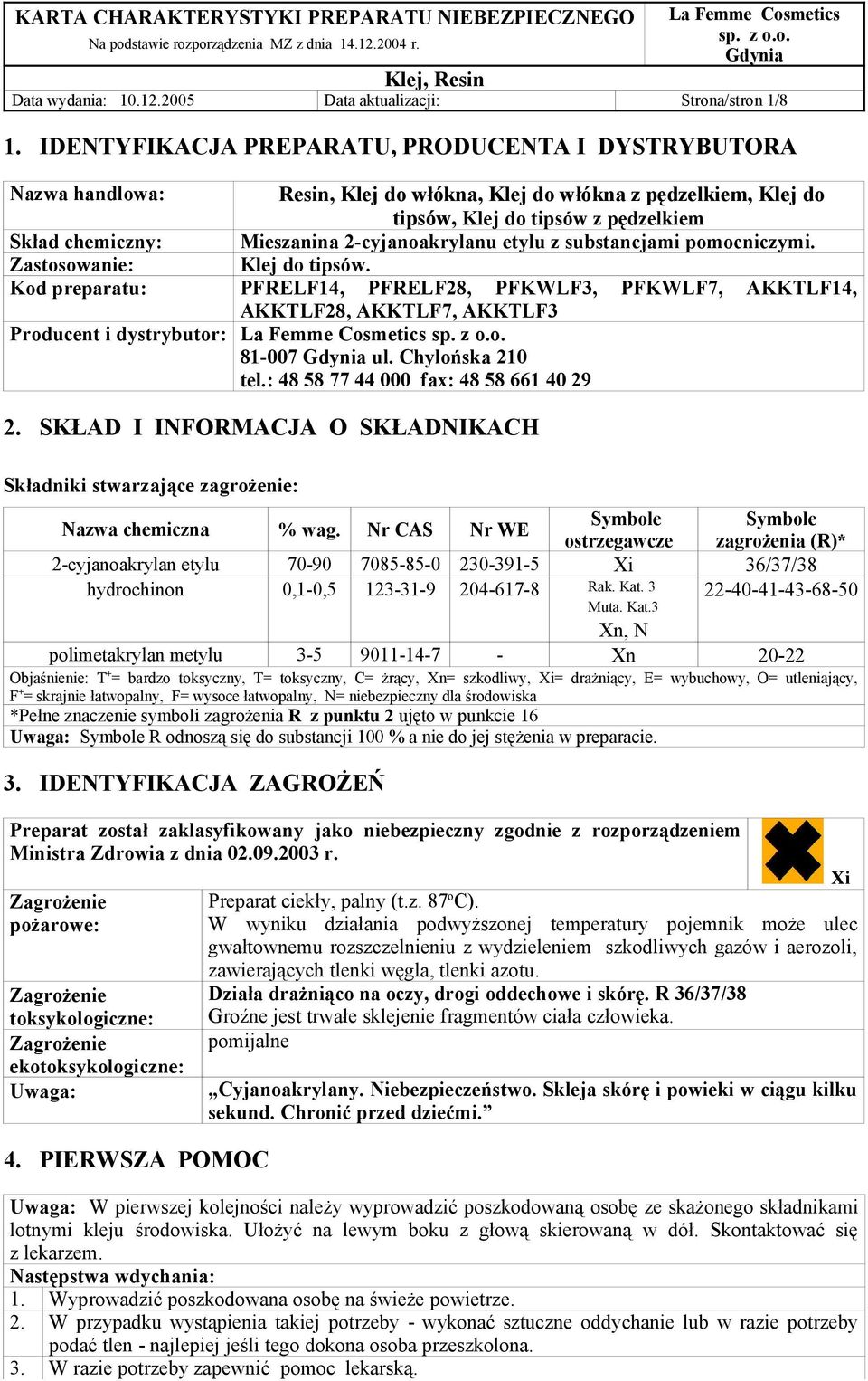 pędzelkiem Mieszanina 2-cyjanoakrylanu etylu z substancjami pomocniczymi. Klej do tipsów.