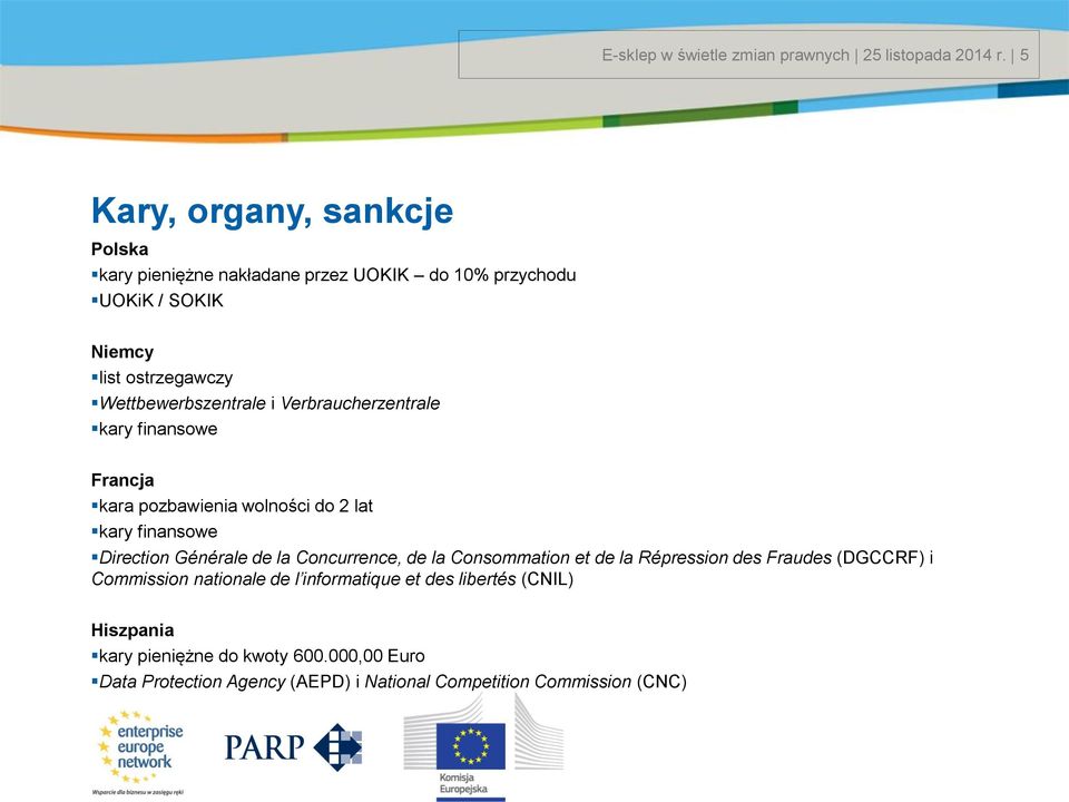 Verbraucherzentrale kary finansowe Francja kara pozbawienia wolności do 2 lat kary finansowe Direction Générale de la Concurrence, de la Consommation