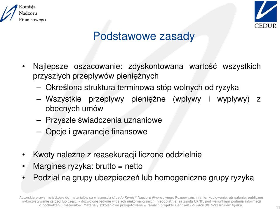 wypływy) z obecnych umów Przyszłeświadczenia uznaniowe Opcje i gwarancje finansowe Kwoty należne z