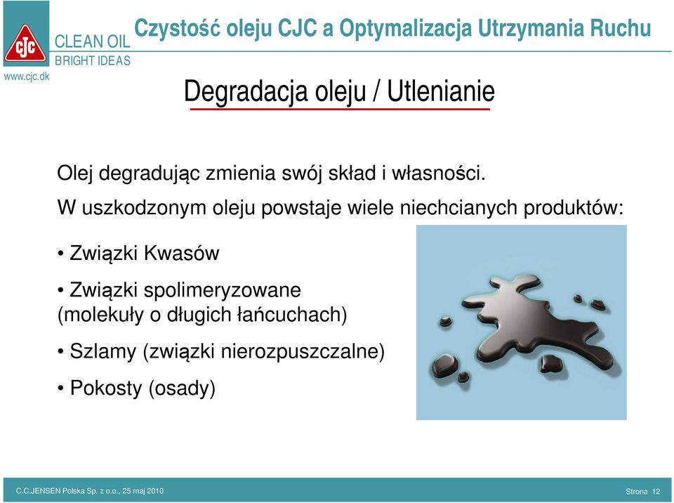 Związki spolimeryzowane (molekuły o długich łańcuchach) Szlamy (związki