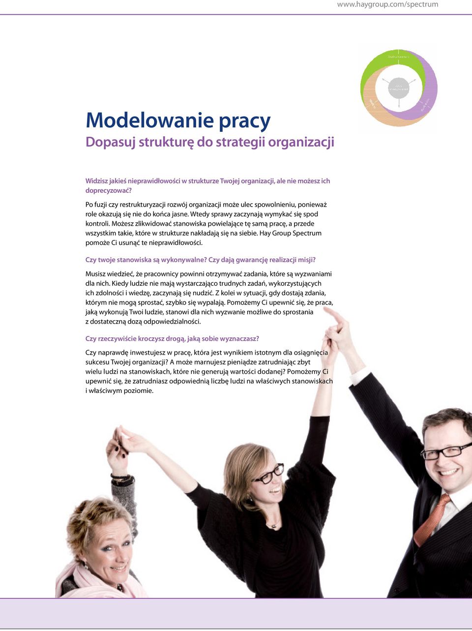 Możesz zlikwidować stanowiska powielające tę samą pracę, a przede wszystkim takie, które w strukturze nakładają się na siebie. Hay Group Spectrum pomoże Ci usunąć te nieprawidłowości.