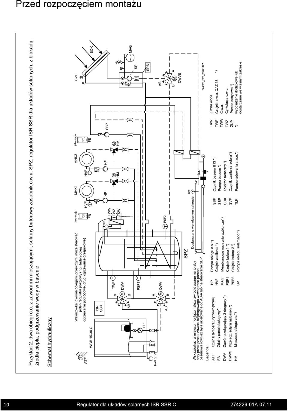 ciepła, podgrzewanie wody w basenie Schemat hydrauliczny 10 Regulator dla