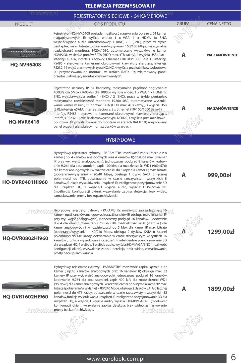 bitrate (odbieranie/wysyłanie): 160/160 Mbps, maksymalna rozdzielczość monitora: 1920 1080, automatyczne wyszukiwanie kamer HQVISION w sieci, 8 portów ST (HDD max. 4T każdy), 2 wyjścia US (2.