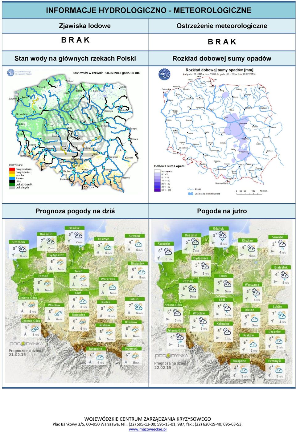 Ostrzeżenie meteorologiczne B R A K Rozkład dobowej