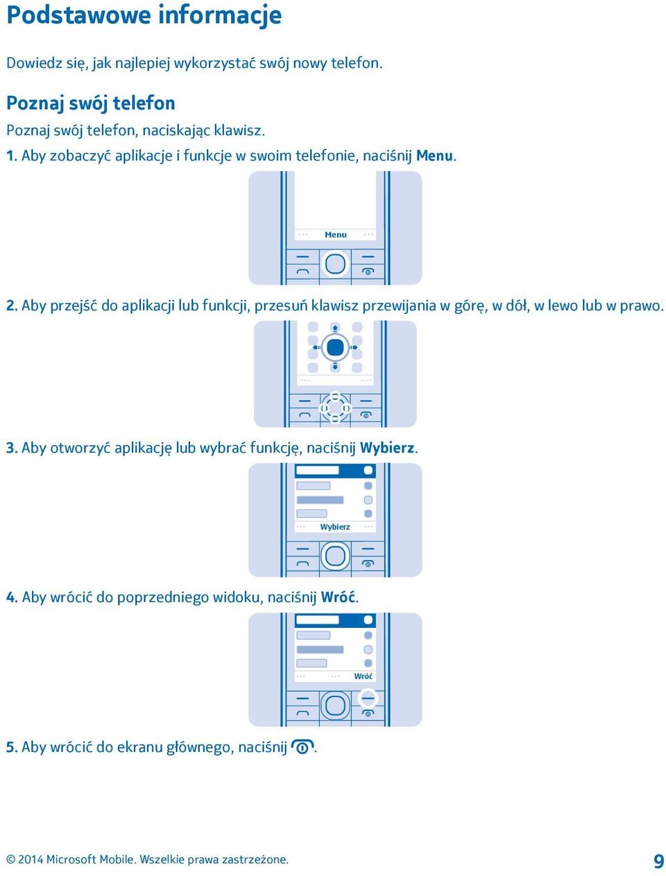 Aby zobaczyć aplikacje i funkcje w swoim telefonie, naciśnij Menu. Menu 2.