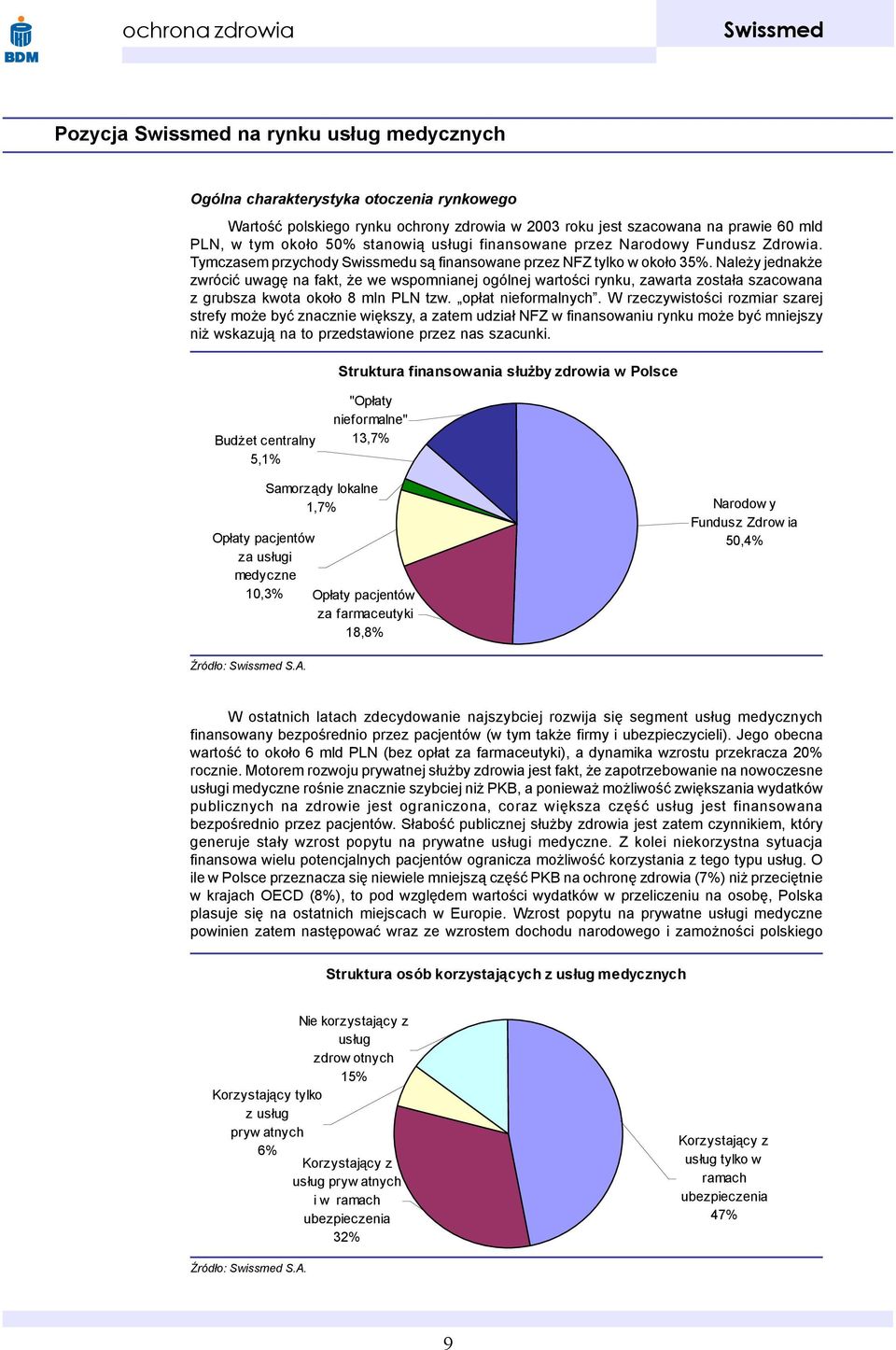 Nale y jednak e zwróciæ uwagê na fakt, e we wspomnianej ogólnej wartoœci rynku, zawarta zosta³a szacowana z grubsza kwota oko³o 8 mln PLN tzw. op³at nieformalnych.