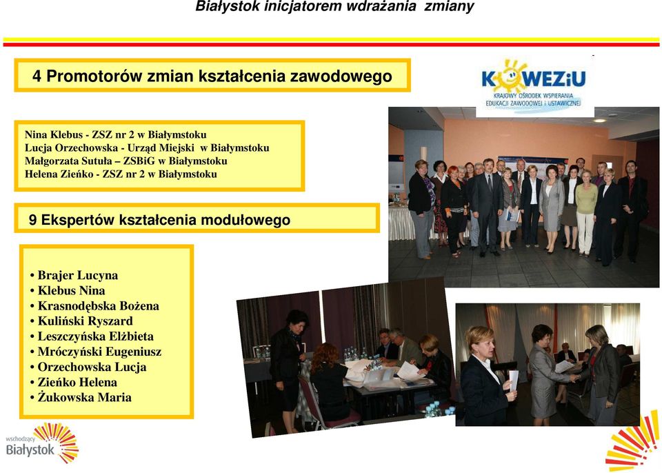 Białymstoku 9 Ekspertów kształcenia modułowego Brajer Lucyna Klebus Nina Krasnodębska Bożena