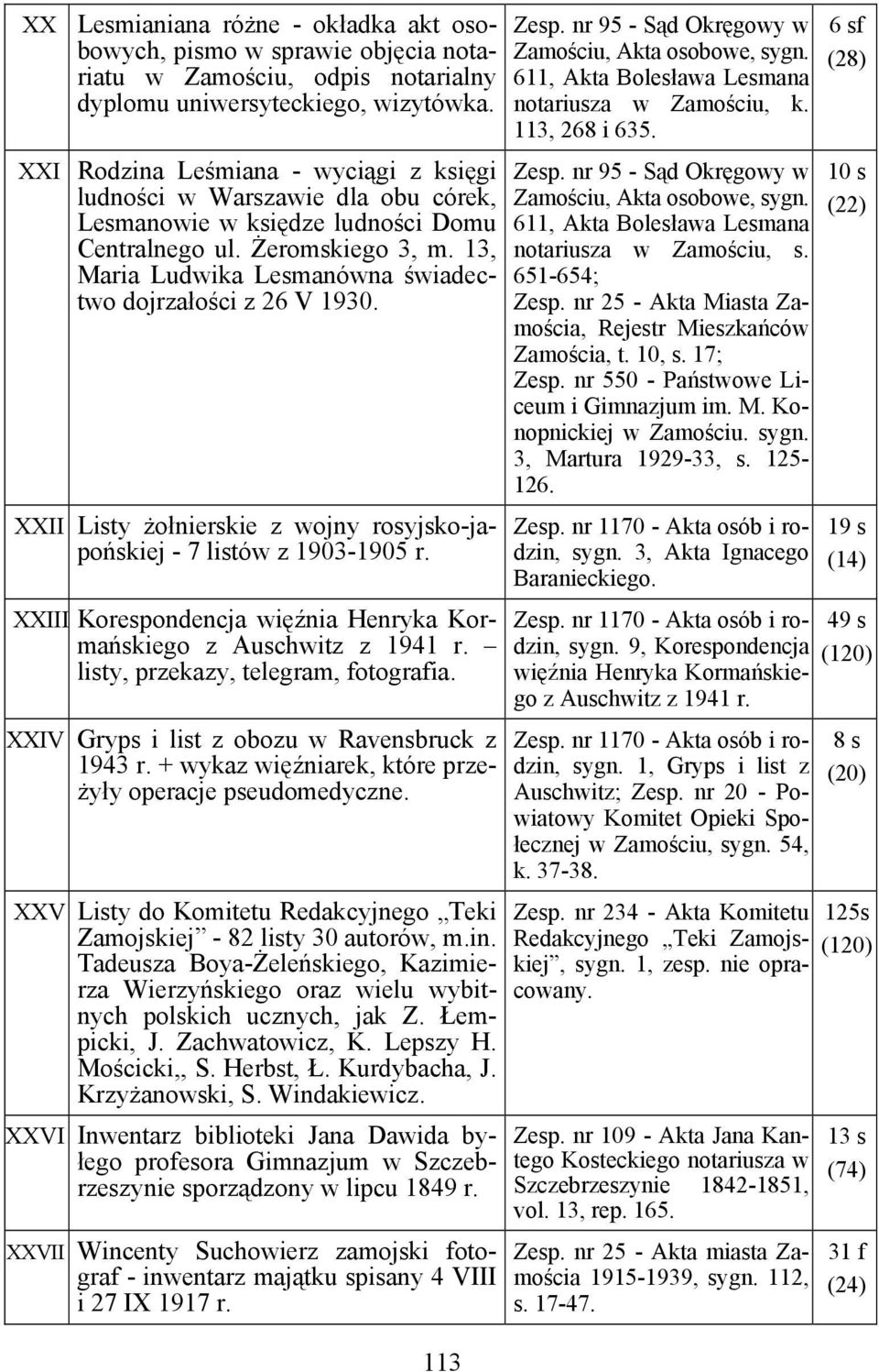 13, Maria Ludwika Lesmanówna świadectwo dojrzałości z 26 V 1930. XXII Listy żołnierskie z wojny rosyjsko-japońskiej - 7 listów z 1903-1905 r.