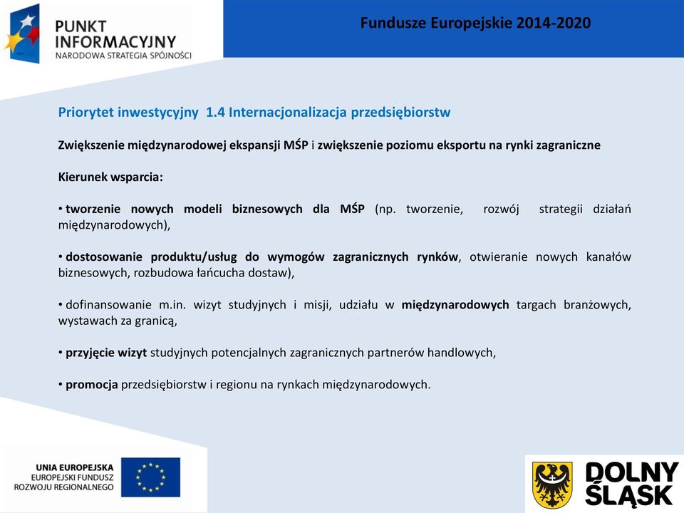 nowych modeli biznesowych dla MŚP (np.